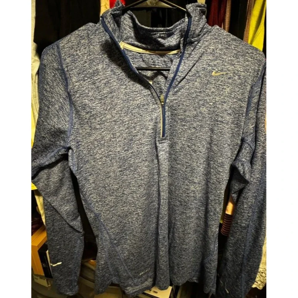 Women Med Nike Dri-fit Blue Quarter Zip
